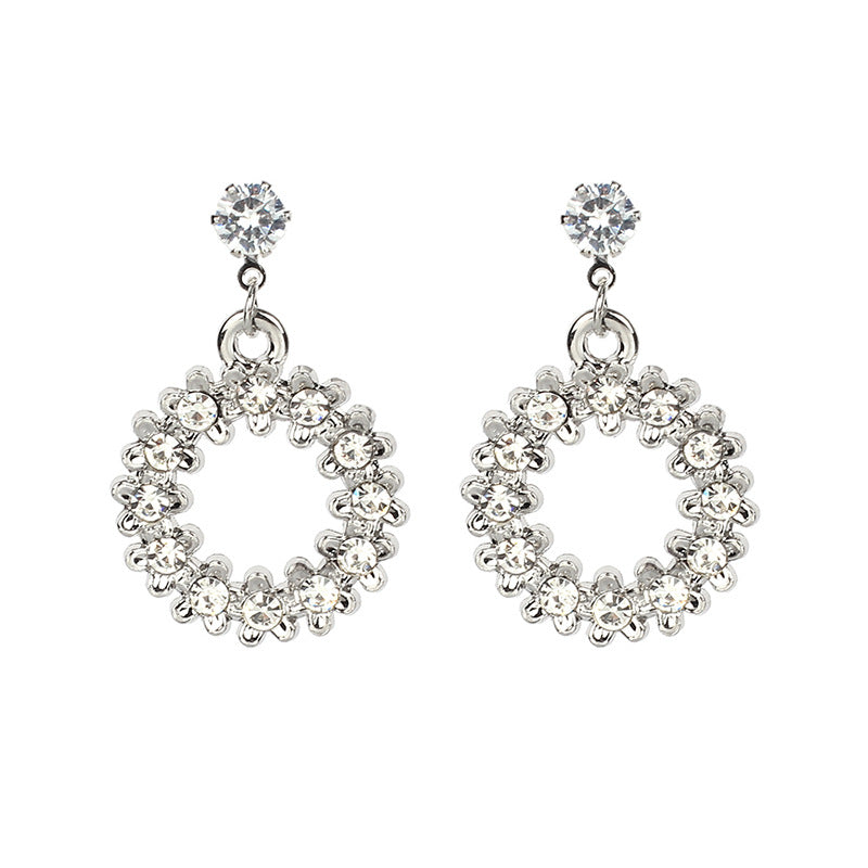 Korean Dongdaemun Luxury Zirconia Earrings with Rhinestones
