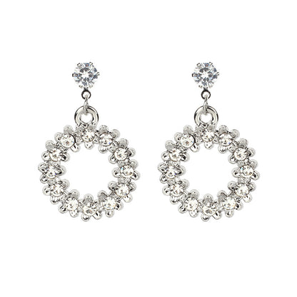 Korean Dongdaemun Luxury Zirconia Earrings with Rhinestones