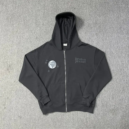 Broken Planet Cotton Hooded Sports Set with Zipper