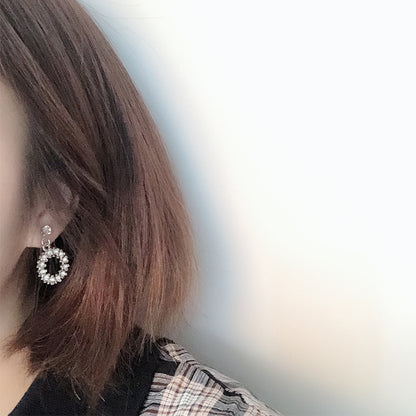 Korean Dongdaemun Luxury Zirconia Earrings with Rhinestones