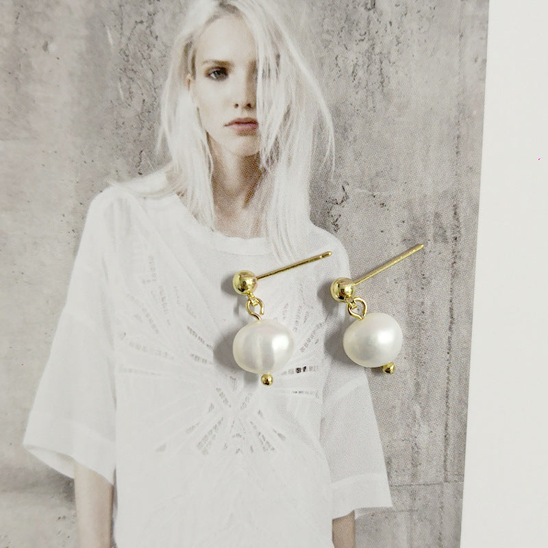 Baroque Natural Pearl Earrings - Minimalist Studs