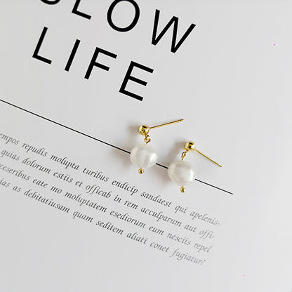 Baroque Natural Pearl Earrings - Minimalist Studs